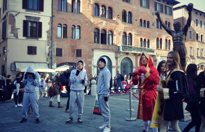 Lucca Comics 2016 - da sinistra: Rocky 1, Rocky 2, Rocky 3, Rocky 4